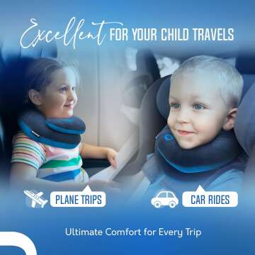 BCOZZY Kids Travel Pillow for Car & Airplane Comfort