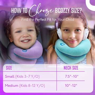 BCOZZY Kids Travel Pillow for Car & Airplane Comfort