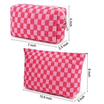 Checkered Makeup Bag Set for Travel - SOIDRAM