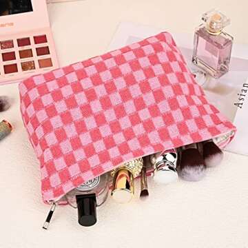 Checkered Makeup Bag Set for Travel - SOIDRAM