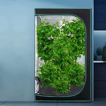 Rural Grow 4x4 Grow Tent, 48 * 48 * 80 Indoor Grow Tent with Observation Window, High Reflective Mylar Growing Tent with Floor Tray for Hydro ponic Indoor Plants