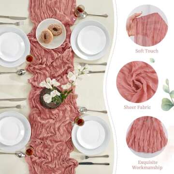 Dusty Rose Cheesecloth Table Runner - 6 Pack