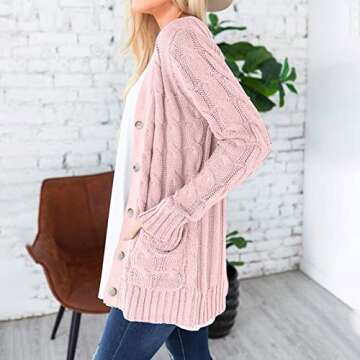 ZXCTKA Early Black Of Friday Deal,Women Sweaters Clearance Women Cardigan Wrap Sweater For Women Plus Size Cardigan For Women 3X-4X Women'S Open Front Cardigan Sweaters Fashion Solid Button(Pink,S)