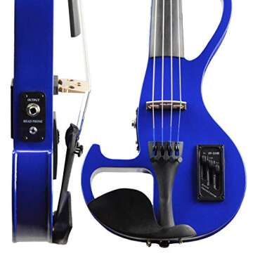 Electric Violin Bunnel Edge Outfit 4/4 Full Size (Clear) (BLUE) — With Carrying Case and Accessories Included - Headphone Jack - Piezo Ceramic Pick-up from Kennedy Violins