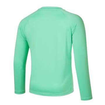 Willit Boy's UPF 50+ Sun Protection Shirt Long Sleeve Rash Guard Swim Shirts Youth SPF Fishing Quick Dry Shirt Light Green M