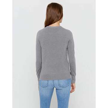 State Cashmere Women’s Essential Crewneck Sweater 100% Pure Cashmere Classic Long Sleeve Pullover (Pale Charcoal, Small)