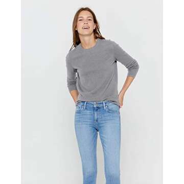 State Cashmere Women’s Essential Crewneck Sweater 100% Pure Cashmere Classic Long Sleeve Pullover (Pale Charcoal, Small)