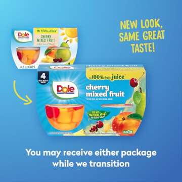 Dole Cherry Mixed Fruit in 100% Juice^ - Dole Fruit Bowls Snacks - 4 oz Fruit Bowls - 4 Pack