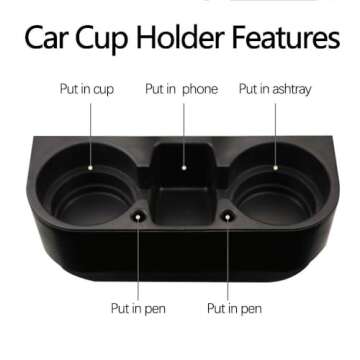 Heart Horse Cup Holder Portable Multifunction Vehicle Seat Cup Cell Phone Drinks Holder Box Car Interior Organizer (Black)