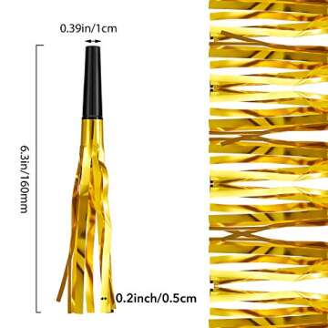 Sumind 24 Pieces Gold Noise Makers Glitter Noise Makers Metallic Fringed Party Blowers for Adults Birthday Graduation Sporting Events 2025 New Years Party Favor Supplies