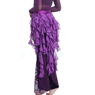 Wuchieal Women's Belly Dance Hip Scarf Belt Skirt Latin Dance Belt Performance Tassel Wave Skirt (Purple)