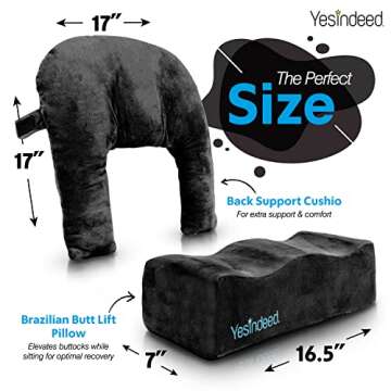 YESINDEED Brazilian Butt Lift Pillow + Back Support Cushion – Dr. Approved BBL Foam Pillow with Carrying Bag for Post Surgery Recovery – Comfortable and Firm Cushions Set