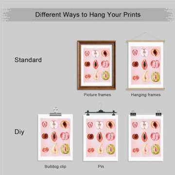 ogyormpi Funky Pink Poster, Colorful Sliced Feminine Fruit Picture, Food Wall Art Canvas Print, Fruity Sliced Painting, Woman Body Positivity Art Print, Bathroom Wall Art 12x16in Unframed