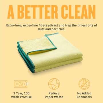 E-Cloth High Performance Dusting Cloth, Reusable Premium Microfiber Cloth for Dusting, 100 Wash Guarantee, 1 Pack