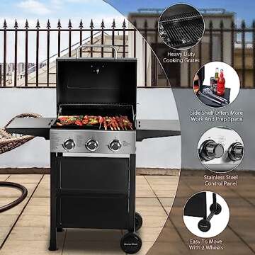 MASTER COOK 3 Burner BBQ Stainless Steel Grill