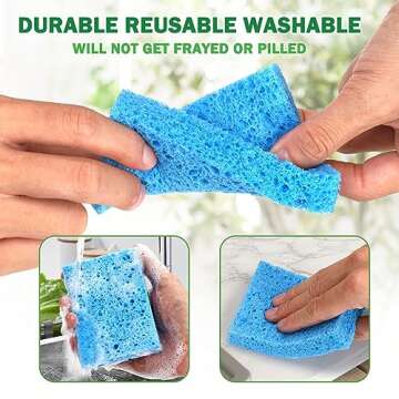 Vilphel 12 Counts Multipurpose Kitchen Sponges Pack Compostable Biodegradable Compressed Cellulose Sponges 18X Super Absorption POP UP Eco Sponges for Household Use