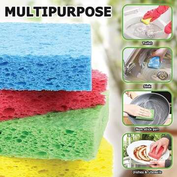 Vilphel 12 Counts Multipurpose Kitchen Sponges Pack Compostable Biodegradable Compressed Cellulose Sponges 18X Super Absorption POP UP Eco Sponges for Household Use