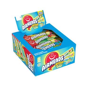 Airheads SOUR Bars, Variety Bulk Box, Sour Watermelon Punch, Blue Blast, and Lemon Berry Squeeze flavored candy, 60 Individually Wrapped Full Size Bars