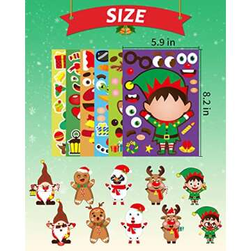 42 Sheets Christmas Party Favors Stickers, Christmas Crafts Make Your Own Sticker, Christmas Gifts for Classroom Student Stocking Stuffers Goodie Bag Christmas Activities Game Holiday Sticker for Kids