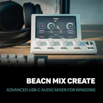 BEACN Mix Create Audio Mixer | Audio Mixer for PC & Mac | C USB Audio Mixer for Content Creators | Gaming & Podcast Mixer, Audio Mixer for Twitch & YouTube | Essential Streaming Accessories (Light)