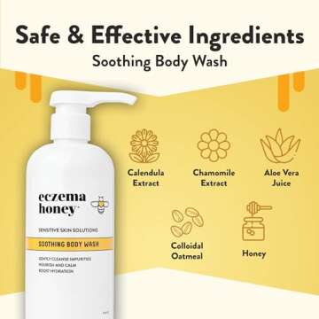 ECZEMA HONEY Soothing Body Wash - Daily Shower Gel & Eczema Treatment - Sensitive Skin Body Wash for Adults, Kids, & Babies - Body Cleanser for Eczema Relief (13 Oz)