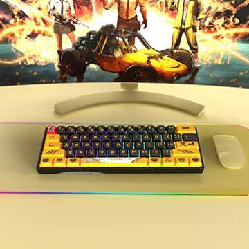 Hkfos M61 Tiger Keyboard Children's Mechanical Keyboard Wired 2.4G Wireless Gaming Keyboard Gateron Yellow Switch, RGB Backlit Ergonomic Keyboard for Windows Mac PC Gamers