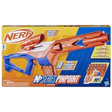 Nerf N Series Pinpoint Dart Blaster, 18 N1 Darts Compatible Only N Series Blasters, 10-Dart Clip, Blaster Gifts for Kids