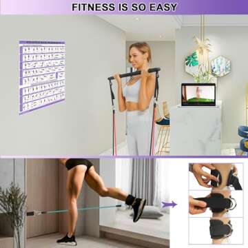 Pilates Bar Kit with Resistance Bands for Home Gym