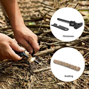 Jeereal Bushcraft Survival Scotch Eye Auger Scotch Eye Auger | Manual Hand Wood Auger, Magnesium Fire Starter Survival Tool, 2 Pack Extra Large Natural Waterproof Kindling (S-D8)