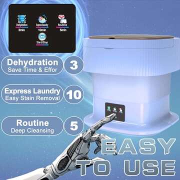 12L Portable Washing Machine & Dryer, Foldable Design for Travel & Apartment - Blue