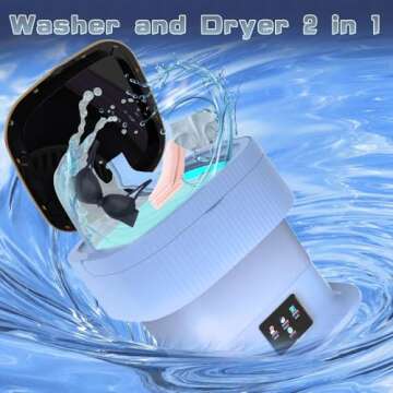 Portable 12L Washing Machine & Dryer, Travel-Friendly