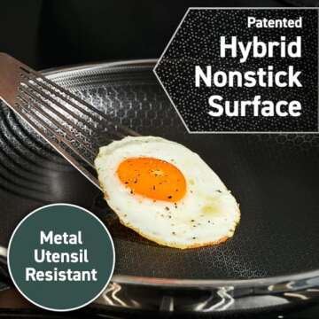 HexClad Hybrid Nonstick Frying Pan, 8-Inch, Stay-Cook Handle, Dishwasher and Oven Safe, Induction-Ready, Compatible with All Cooktops