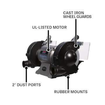 JET 6-Inch Bench Grinder with Wire Wheel, 3450 RPM, 1/2 HP, 1Ph 115V (Model JBG-6W)