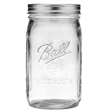 Ball Wide Mouth Clear Glass Canning Quart 32 Oz Mason Jars with Lids, 12 Pack