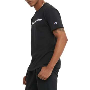 Champion mens Classic T-shirt, Classic Script T Shirt, Black-y06794, X-Small US