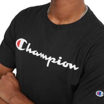 Champion mens Classic T-shirt, Classic Script T Shirt, Black-y06794, X-Small US