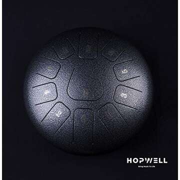 HOPWELL Steel Tongue Drum 12 Inches 11 Notes - Percussion Instruments - Hand Pan Drum with Drum Mallets and Carry Bag, C Major