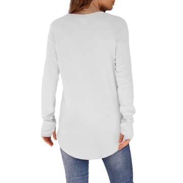 XIEERDUO Tunics or Tops to Wear with Leggings White Long Sleeve Shirts for Women Loose Fit L