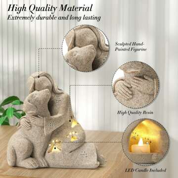 Granite Dog Memorial Gift with LED Candle Holder