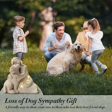 Granite Dog Memorial Gift with LED Candle Holder