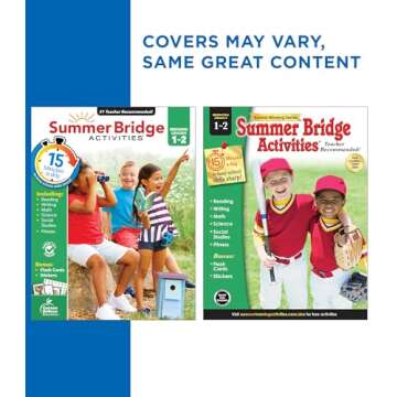 Summer Bridge Activities 1st Grade Workbooks to 2nd Grade Workbooks, Math, Reading Comprehension, Writing, Science Summer Learning Activities, 2nd Grade Workbooks All Subjects With Flash Cards