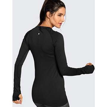 CRZ YOGA Women's Seamless Athletic Long Sleeves Sports Running Shirt Breathable Gym Workout Top