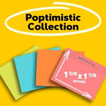 Post-it Mini Notes, 1 3/8 in. x 1 7/8 in., 4 Sticky Notes Pads, 50 Sheets per Pad, Poptimistic Collection, New Year Organization or Second Semester School Supplies