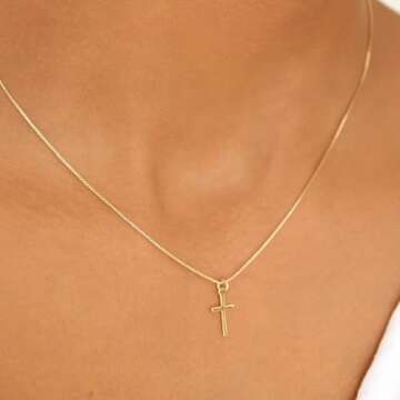 Dainty 14K Gold Cross Necklace - Faith Jewelry