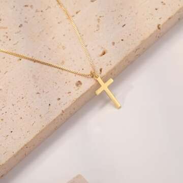 Dainty 14K Gold Cross Necklace - Faith Jewelry