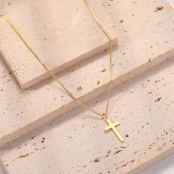 Dainty 14K Gold Cross Necklace - Faith Jewelry