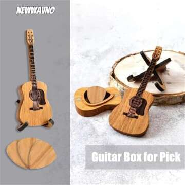 Sherum Strumbox, Sherum Pick Box, Serum Strumbox, Shirem Strumbox, Sheremart Strumbox, Wood Guitar Pick Case with Stand, Wooden Acoustic Guitar Box with 3 PCS Guitar (1Pcs)