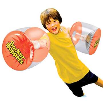 Socker Boppers Inflatable Boxing Pillows - 2 Pairs of Clear Boppers, Box and Bop, Durable Vinyl, Active Outlet That aids in Agility, Balance and Coordination, Safe Fun Indoor or Out, Great Gift