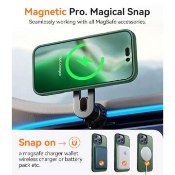 CANSHN Magnetic Compatible with iPhone 16 Pro Max Case [Compatible with Magsafe] [Translucent Matte] Slim Thin Shockproof Protective Bumper Phone Case Cover 6.9 Inch - Deep Green