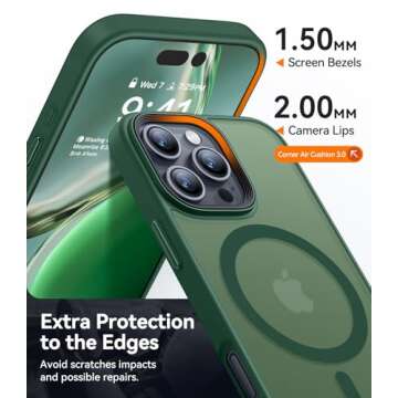 CANSHN Magnetic Compatible with iPhone 16 Pro Max Case [Compatible with Magsafe] [Translucent Matte] Slim Thin Shockproof Protective Bumper Phone Case Cover 6.9 Inch - Deep Green